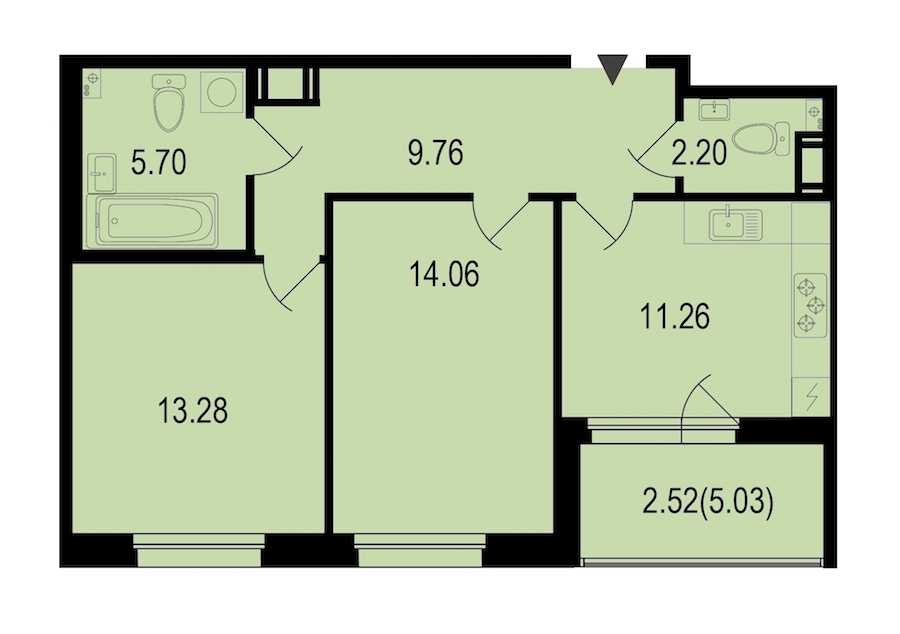 Двухкомнатная квартира в : площадь 58.78 м2 , этаж: 5 – купить в Санкт-Петербурге